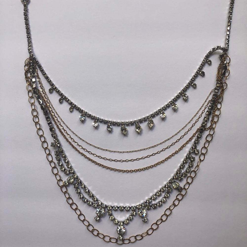 Planet Blue Marcasite and Gold Chain Necklace